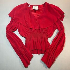 Cheap and Chic by Moschiano Y2K V-Neck Smocked Peplum Blouse Top - Womens 10